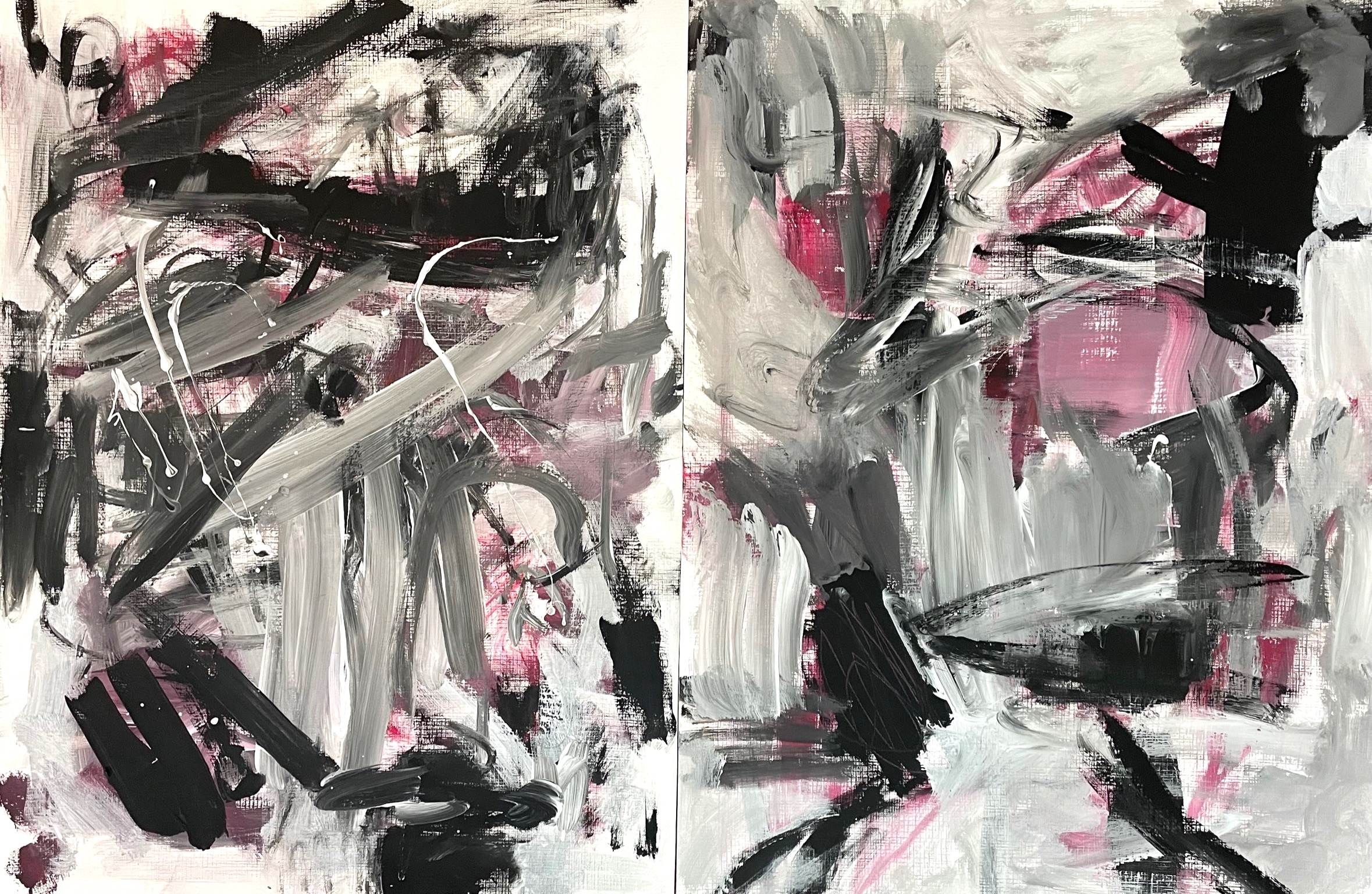 Embracing (Diptych), 2021 Acrylic on Paper 62 x 92 cm