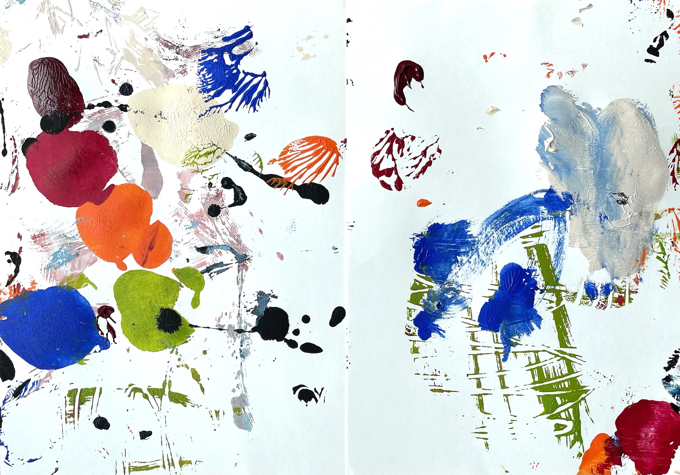 It is Touching (Diptych), 2022 Acrylic on Paper 29,7 x 42 cm